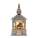 Snow Globe Church & Holy Family Plastic 11.25 in Height LED Timer Function For Holiday Decor By Melrose