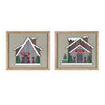 Christmas Wall Frames 10.75H Wood MDF Ski Lodge Decor Set of 4 by Melrose