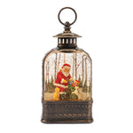 Snow Globe Santa and Dog Plastic 11.25 in Height LED Timer Function For Holiday Decor By Melrose