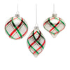 Melrose Plaid Glittered Glass Ornament (Set of 6)