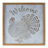 Welcome Turkey Wall Sign Metal And Wood 20.25" Height Square Fall Decor by Melrose