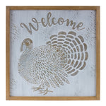 Welcome Turkey Wall Sign Metal And Wood 20.25" Height Square Fall Decor by Melrose