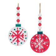 Melrose Wood Beaded Snowflake Ornament (Set of 12)