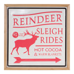 Reindeer Rides Metal and Wood Wall Sign 15.75 Inch Height Square Christmas Decor by Melrose