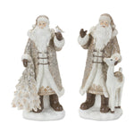 Melrose Santa Figurine with Deer and Pine Tree Accents (Set of 2)