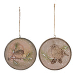 Melrose Wood Bird Tree Disc Ornament (Set of 12)