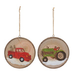 Melrose Wood Farm Tree Disc Ornament (Set of 12)