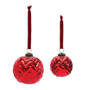 Hand-Painted Mercury Glass Ornaments – 4 Pack, Red Christmas Tree Balls