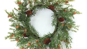 Lifelike Pine Wreath – Green Pine with Brown Accents – 25 in – By Melrose