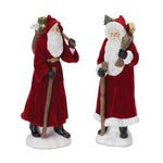 Melrose Flocked Santa Figurine with Hood and Staff (Set of 2)