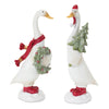 Melrose Holiday Goose Figurine with Wreath and Tree Accent (Set of 2)