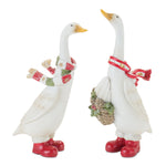 Melrose Holiday Goose Figurine with Scarf Accent (Set of 4)