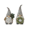 Melrose Pine Tree Trunk Gnome with Wreath Accent (Set of 2)