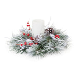 Melrose Flocked Pine Berry Candle Ring 15.5"D