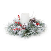 Melrose Flocked Pine Berry Candle Ring 15.5
