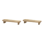 Mango Wood Tray Set Of 2 Brown Finish 2.75 Inch Height Decorative Serving and Display by Melrose