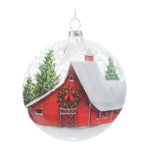 Christmas Frosted Barn Ball Ornament Set of 12 Glass Design with 4.5" Height by Melrose