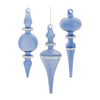 Melrose Blue Glass Finial Drop Ornament (Set of 12)