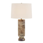 Horizontal Grooves With Brass Accents Vale Beige Ceramic Table Lamp 28.375" H by Uttermost