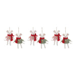 Christmas Mouse Ornament Set of 6 Foam Polyester 7" Height Holiday Decor by Melrose