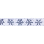 Christmas Glittered Snowflake Ribbon Set 2.5 Inch Width x 10 Yards Wired Polyester Grey White by Melrose