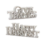 Happy Harvest and Give Thanks Sign Set of 2 – 3.5 in Height Fall Tabletop Decor By Melrose