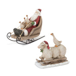 Melrose Farmhouse Santa on Sled Figurine (Set of 2)