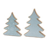 Festive Pine Tree Set of 2 – Blue Brown Wood – 11.75 in Height Tabletop By Melrose