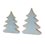 Wooden Pine Tree Set of 2 – 11.75 in Height Blue and Brown Holiday Decor By Melrose