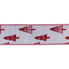 Holiday Ribbon 0.25 in Wired Polyester Red White Tree Pattern 4 in x 5 Yards By Melrose