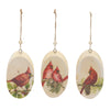 Melrose Wood Cardinal Bird Tree Disc Ornament (Set of 24)