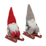 Melrose Plush Winter Gnome on Sled (Set of 2)