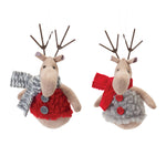 Melrose Plush Deer with Sweater Ornament (Set of 12)