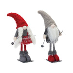 Melrose Plush Winter Gnome on Skis (Set of 2)