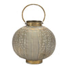 Distressed Copper-Green Punched Metal Lantern – 11.5"H