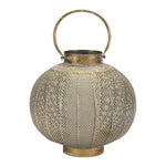 Punched Metal Candle Holder Lantern 11.5"H with Distressed Copper-Green Finish by Melrose
