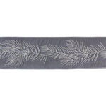 Pine Branch Holiday Ribbon – 4" x 5 Yards Grey & White Wired Polyester Decorative Ribbon by Melrose