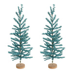 Turquoise Pine Tree Set – 48"H Decorative Paper & Plastic Christmas Trees with Wood Base (Set of 2) by Melrose