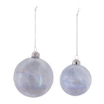 Iridescent Glass Ball Ornament – 5"H Cream Christmas Decorative Hanging, Set of 6 by Melrose