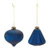 Blue Ribbed Glass Ornaments – Set of 12