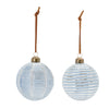 Blue & White Ribbed Glass Ornaments – Set of 12