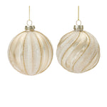 Melrose Ribbed Glitter Glass Ball Ornament (Set of 12)