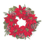 Melrose Poinsettia Flower Pine Wreath 24.5"D