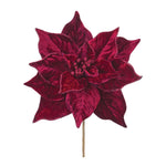 Melrose Burgandy Poinsettia Flower Stem (Set of 6)