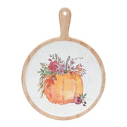 Pumpkin Accent Boards 12.25 in Pine Watercolor Set of 2 Seasonal By Melrose