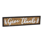 Woven Give Thanks Wall Sign Christmas Decor – 7.5"H Fir Wood & Water Hyacinth – By Melrose