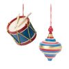 Melrose Toy Drum and Top Spinner Ornament (Set of 12)