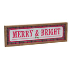 Merry and Bright Sign – 19.75"L x 5.75"H MDF Metal Red White Holiday Wall Decor – By Melrose