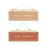 Live Simply and Give Thanks Wall Sign Set of 2 – 9H Iron and Rattan – Thanksgiving Decor – By Melrose