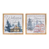 Christmas Wall Art Frame Set of 2 – 14H MDF Wood – Welcome Home Cabin Messages – By Melrose